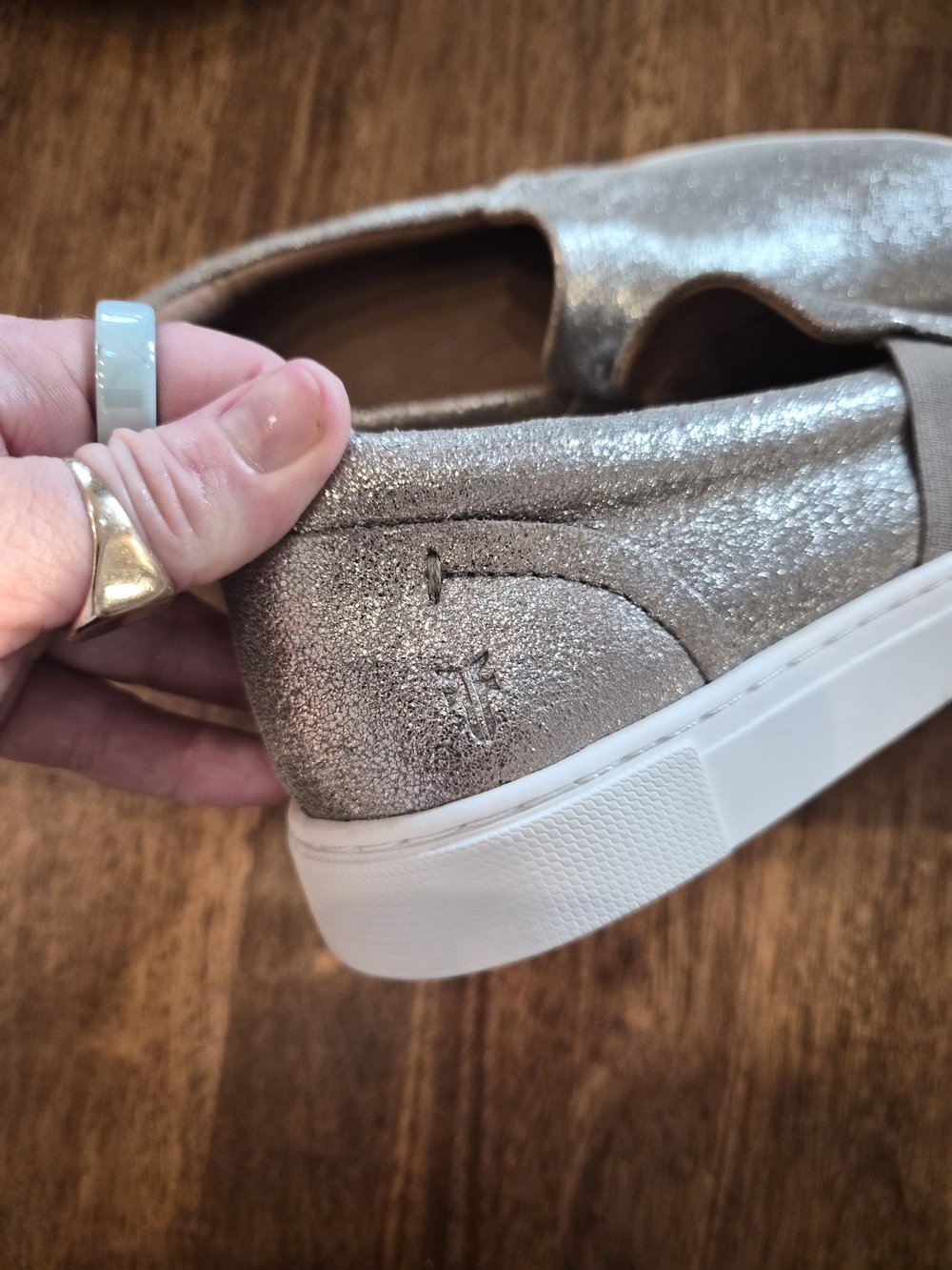 FRYE AND CO. Metallic Gold Slip-On Sneaker